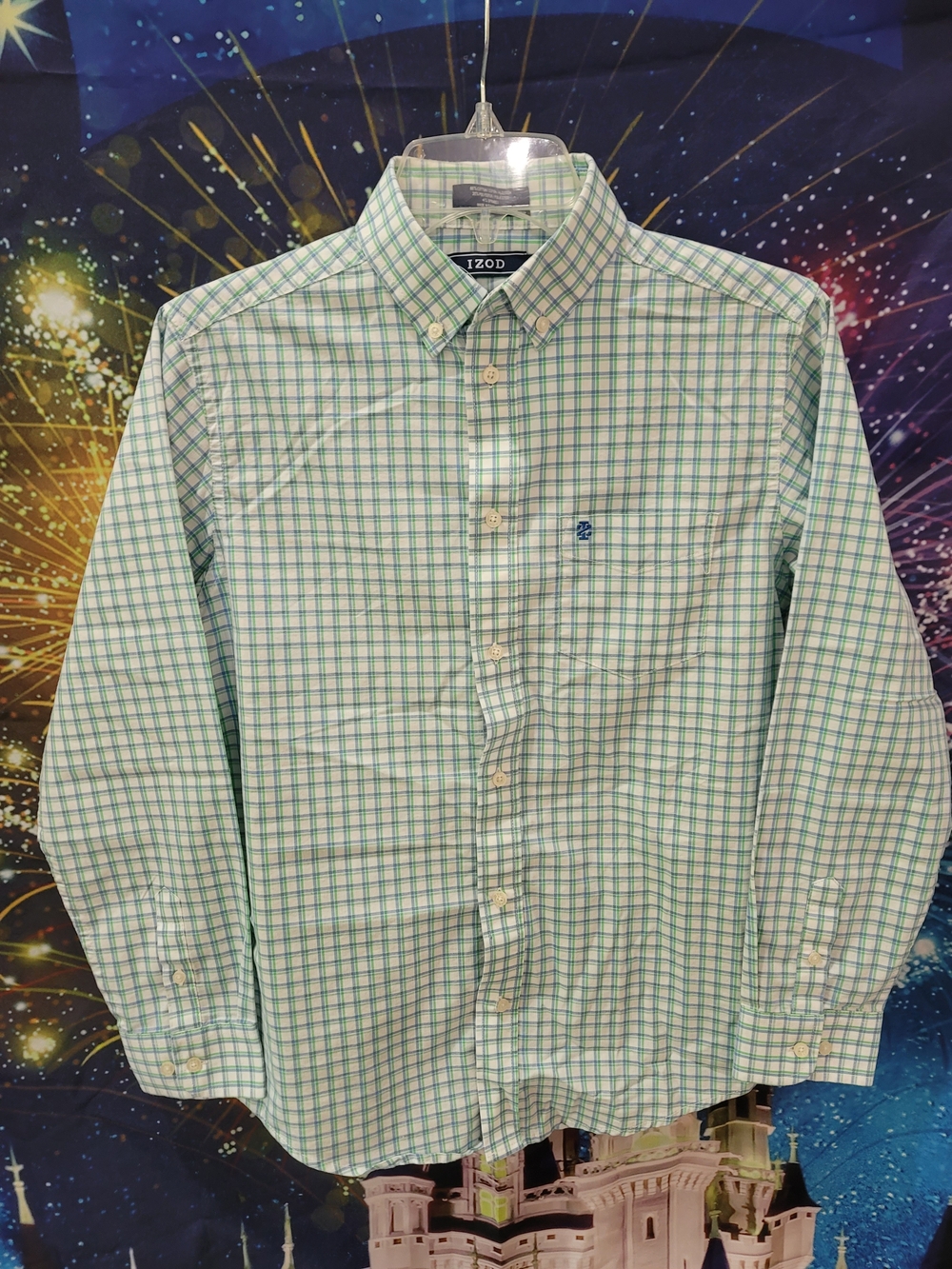 Izod Green and Blue Plaid Button-Down Shirt
